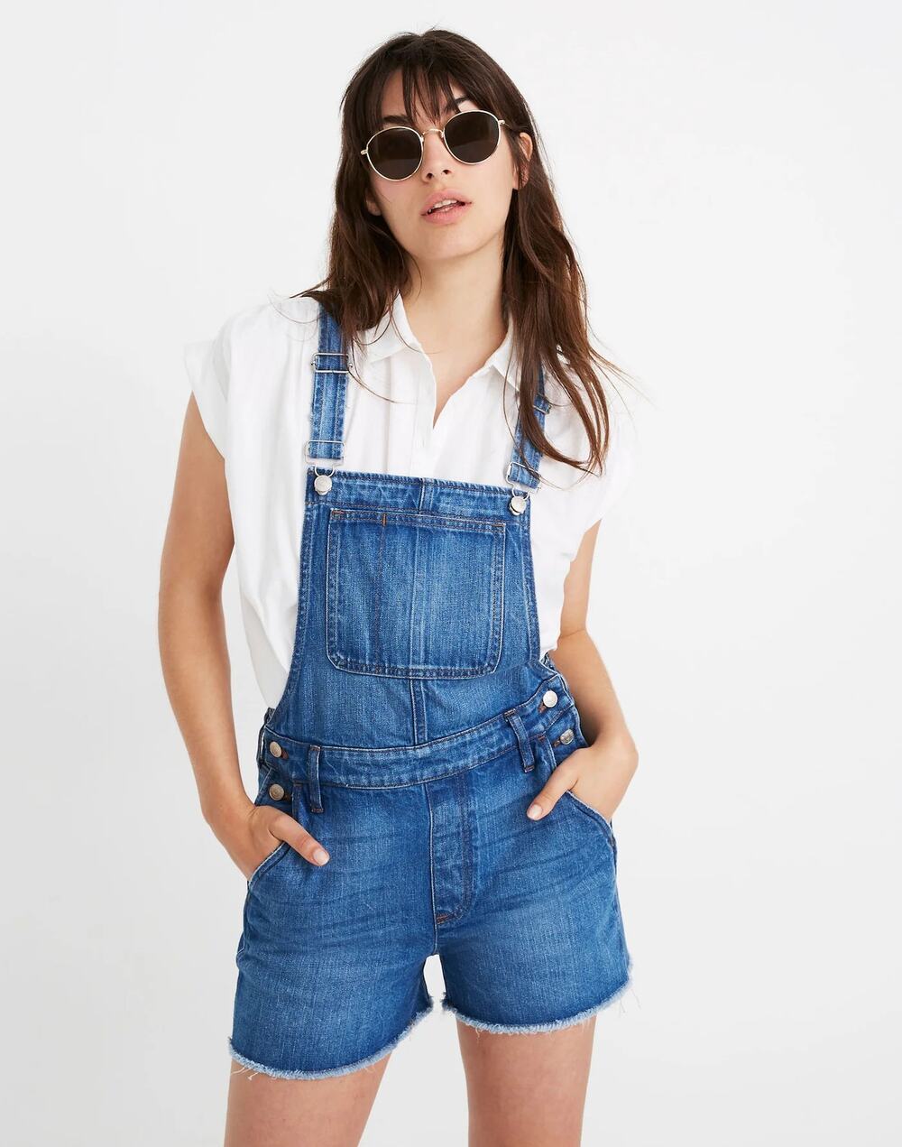 Madewell XXS Adirondack Short Overalls in Denville Wash Denim Jean Shortalls